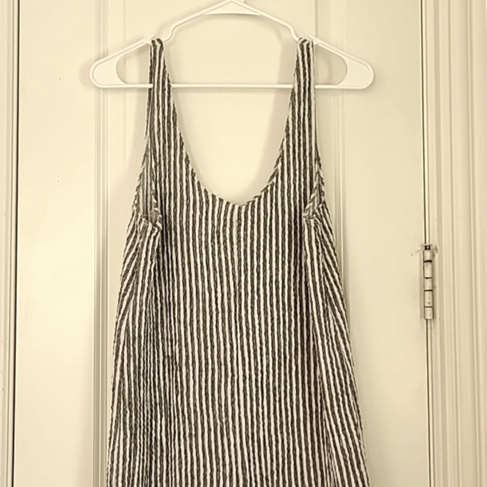 Zara Y2K Boho Cropped Jumpsuit Striped Black & White Size Medium - Picture 7 of 11
